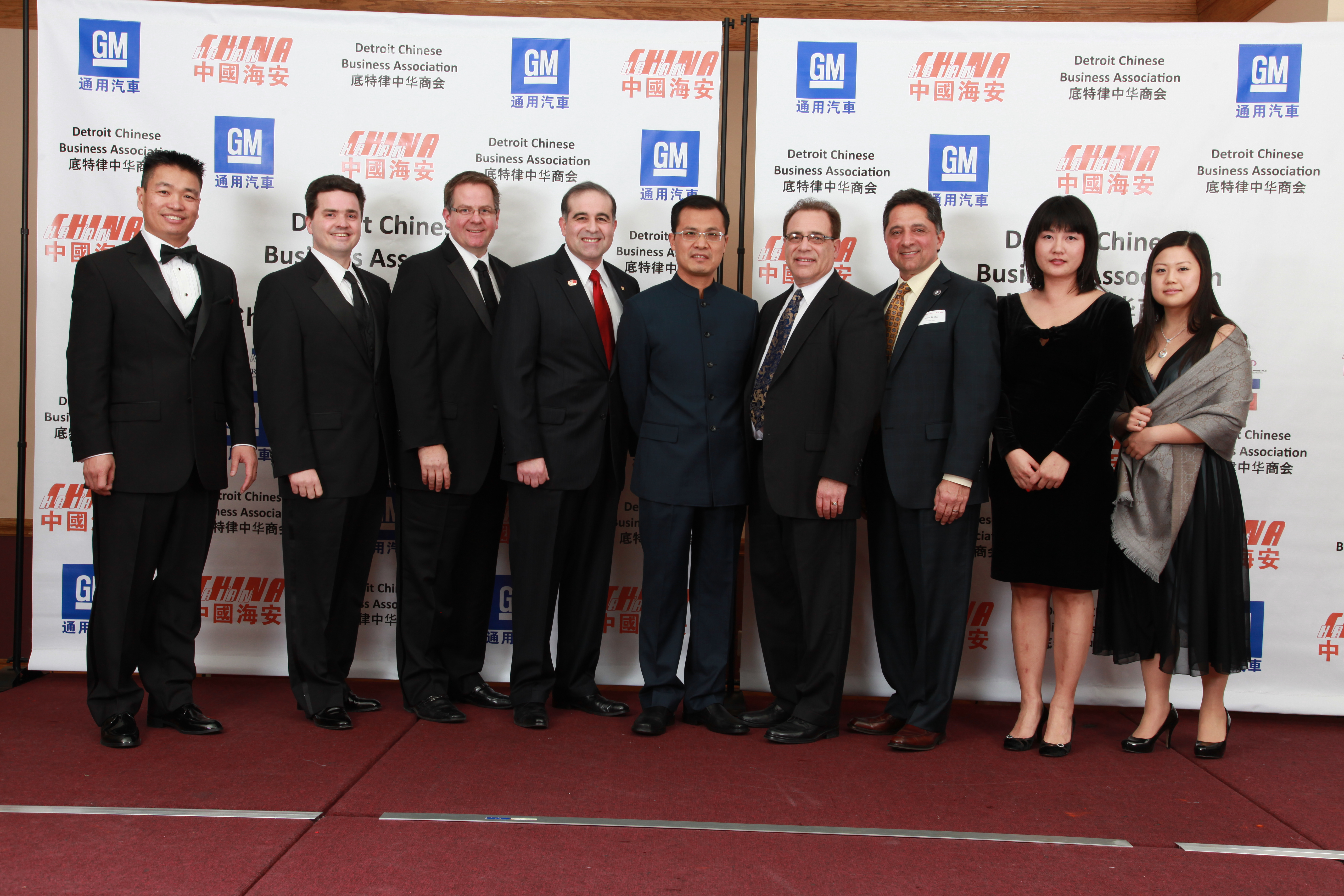 Jerry Xu, (on left) president of the Detroit Chinese Business Association with other luminaries welcoming China's new Midwest Consult General Zhao Weiping at an event in Troy a few weeks ago. (credit: CBS 62)