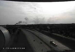 Smoke can be seen in the distance from I-75 and Junction. 