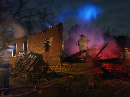 All that's left of a Detroit home after a suspected arson fire. (Credit: Mike Campbell/WWJ Newsradio 950)