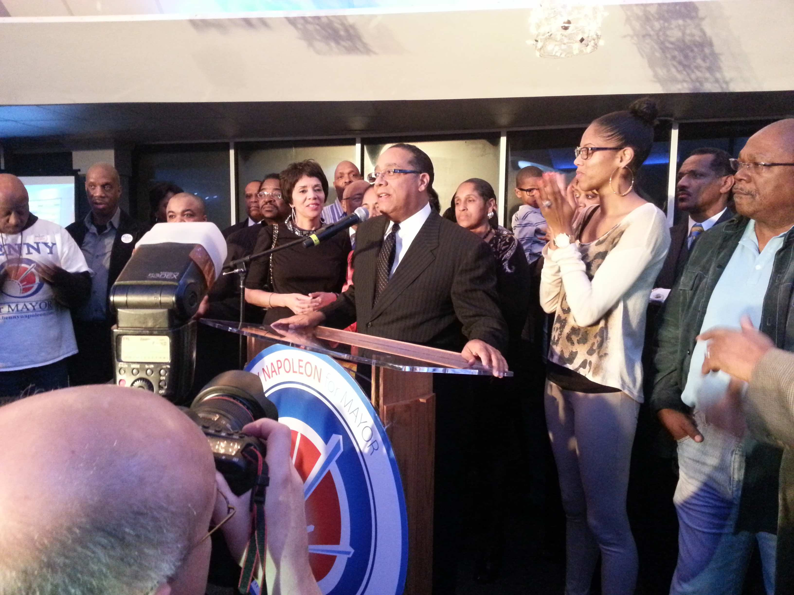 Benny Napoleon concedes to Mike Duggan in Detroit's mayoral election. (Credit: John Hewett/WWJ Newsradio 950)