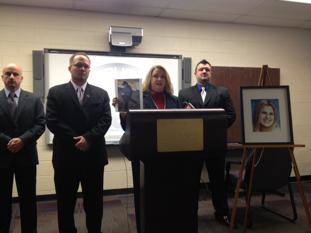 Chief Mary Sclabassi, at podium, and case detectives. (credit: Mike Campbell/WWJ)