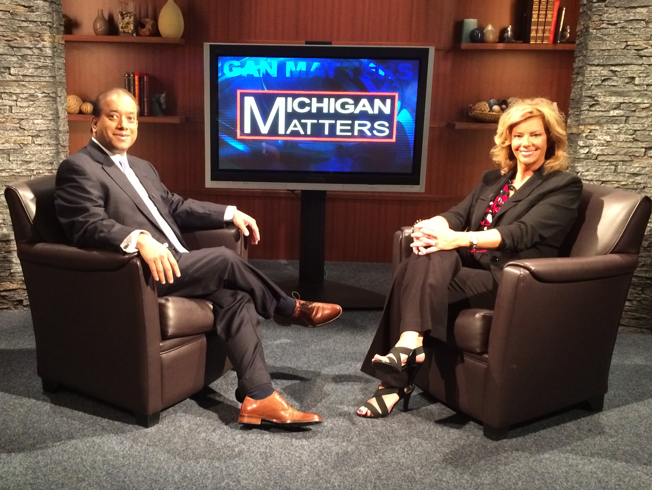 Sandy Baruah, president and CEO of the Detroit Regional Chamber, talking about its policy conference on Mackinac Island. (credit:  CBS 62)