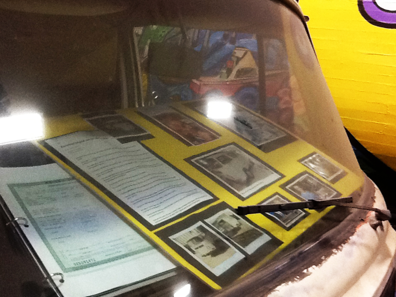 Photos and documents are seen inside Dr. Jack Kevorkian's van. (credit: Marie Osborne/WWJ)
