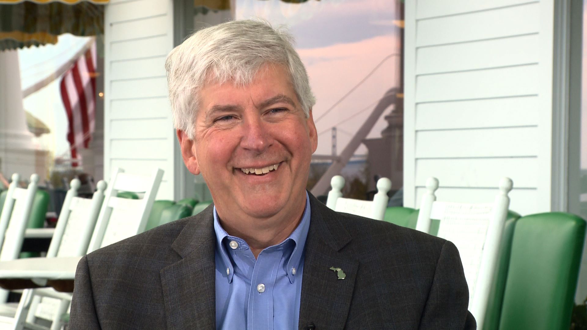 Gov. Rick Snyder is seeking re-election this fall. The first term leader is talking up his track record and improving economic conditions in the state. (credit: Paul Pytlowany/CBS 62)