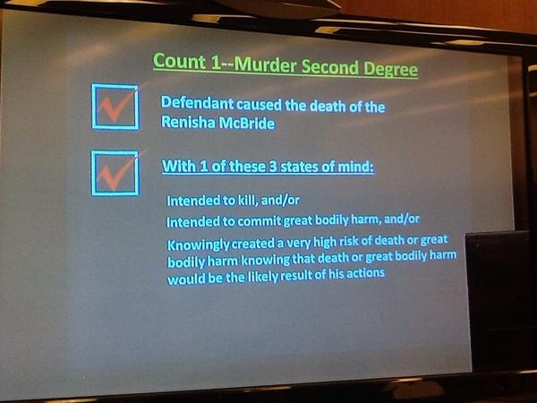 This graphic was presented to jurors by the prosecution in closing arguments. (photo credit: Marie Osborne/WWJ)