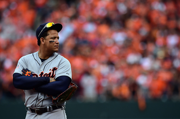 BALTIMORE, MD - OCTOBER 03:  Miguel Cabrera #24 of the Detroit Tigers looks on in the eighth inning against the Baltimore Orioles during Game Two of the American League Division Series at Oriole Park at Camden Yards on October 3, 2014 in Baltimore, Maryland.  (Photo by Patrick Smith/Getty Images)