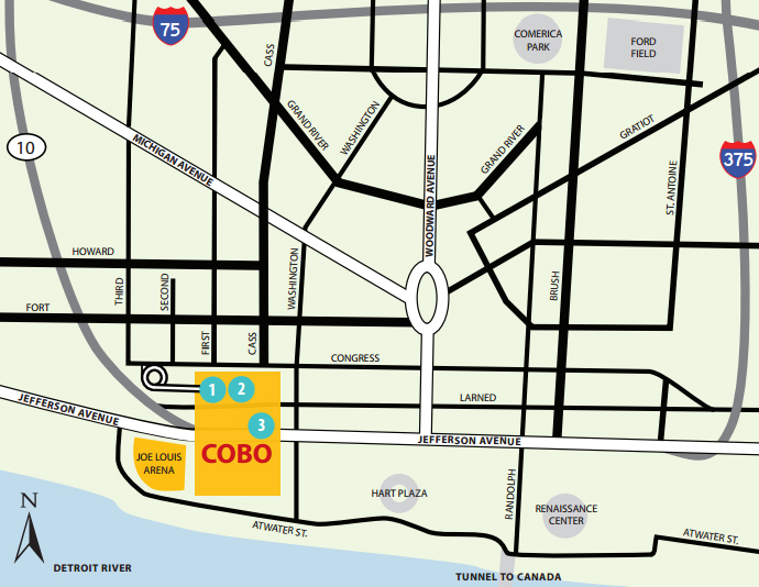 Cobo Map (credit: cobocenter.com)