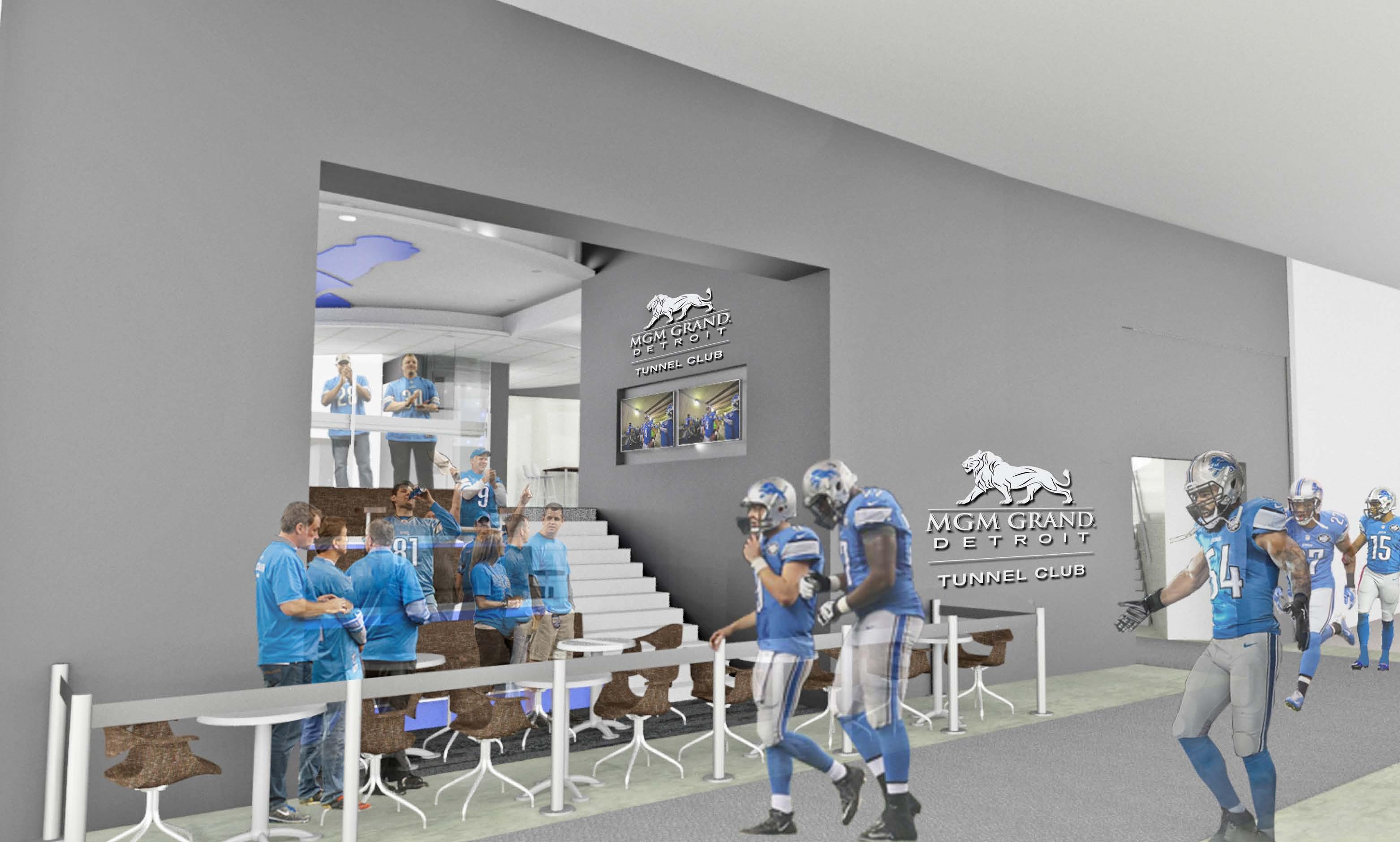 Rendering of MGM Grand Detroit Tunnel Club. (Photo provided by the Detroit Lions)