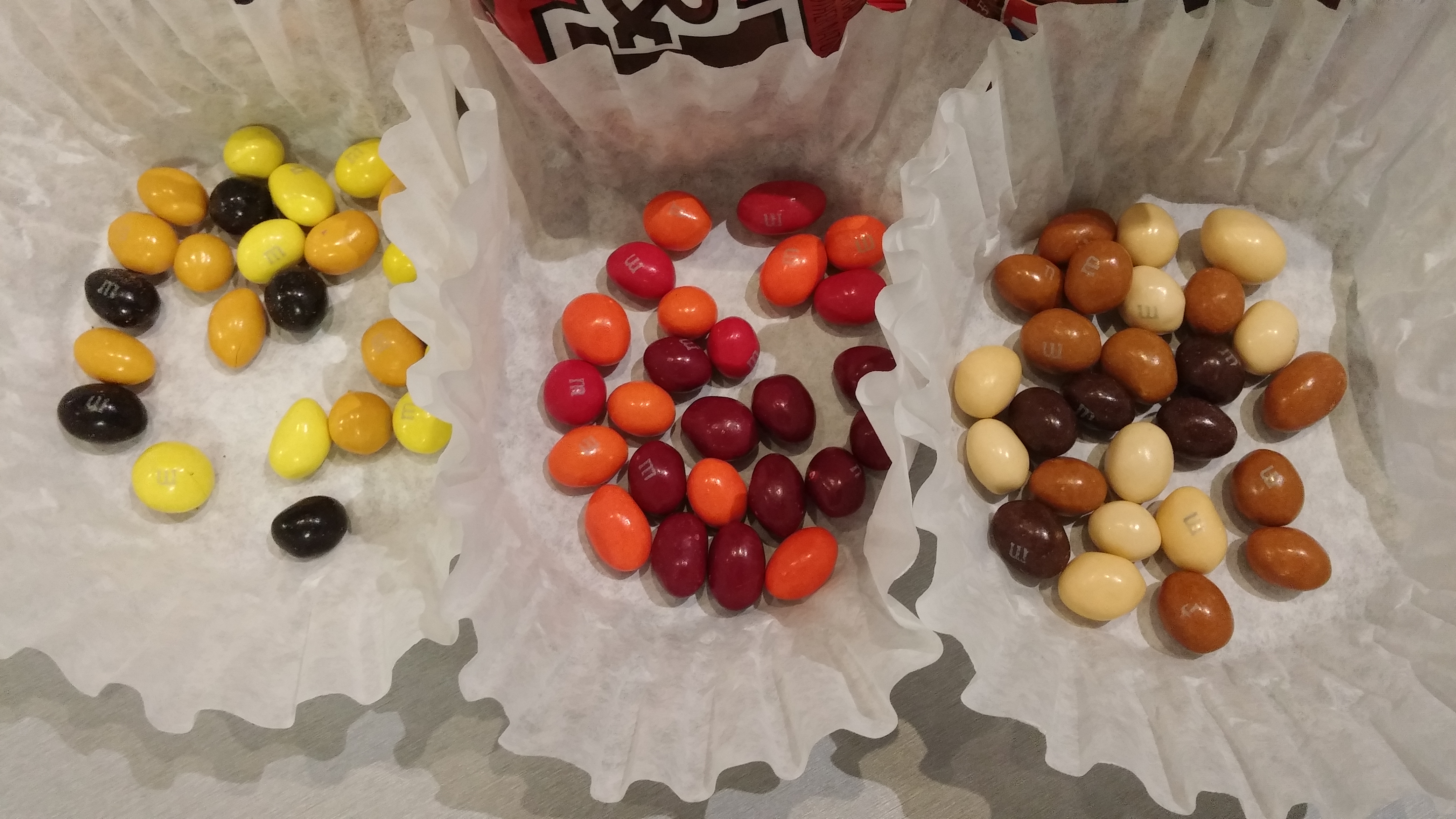 (From left) Honey-Nut M&Ms, Chili-Nut M&Ms and Coffee-Nut M&Ms. (Credit: CBSDetroit.com)