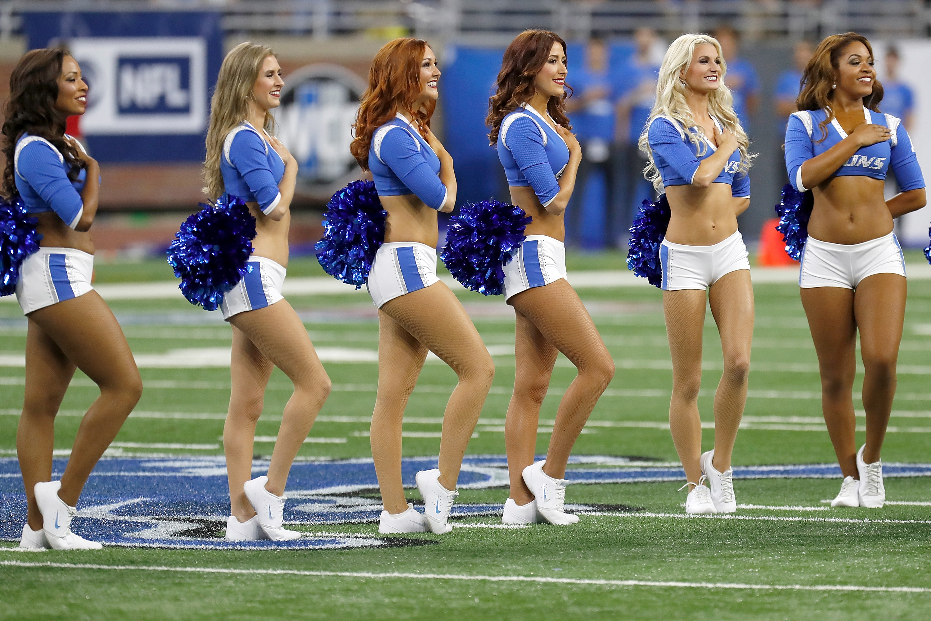 DETROIT, MI - SEPTEMBER 18: Detroit Lions cheerleaders debuted at the Lions...